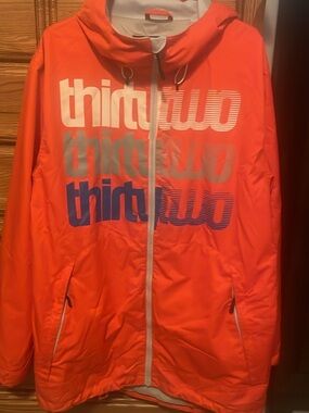 Vintage ThirtyTwo Men's Orange Ski Jacket with Hood